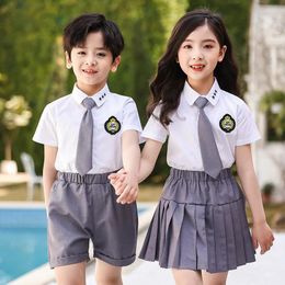 Clothing Sets Summer School Students Formal Uniforms Set Short Sleeve Kids Clothes Kindergarten For Children.