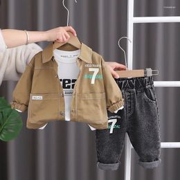 Clothing Sets Baby Boy Luxury Clothes Set 2024 Spring Korean Fashion Letter Printed Shirts White T-shirts Pants Kids Girls And Boys Suit