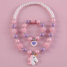 Jewellery Cute rabbit pendant necklace suitable for girls bear heart bead necklace suitable for childrens fashionable Jewellery accessories WX5.214247