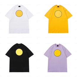 Designer Men T Shirt Yellow Smiling Face Design Print Mens Womens Clothes Fashion Cotton Blend Round neck Breathable Loose Tops Summer Tshirts