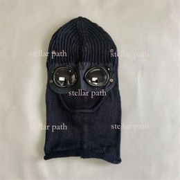2024 Europe Two Lens Glasses Windbreak Hood Designer CP Winter Warm Beanies Outdoor Sports Hip Hop Cotton Knitted Men Mask Casual Male Skull Caps Hats with Tag 988