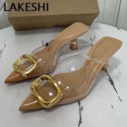 Sandals Dress Shoes LAKESHI Sexy Transparent High Heels Party Shoes Womens Pump Sling Sandals Luxury Dot Toe Thin High Heels Womens J240522