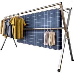 Hangers Clothes Drying Rack 79 Inch Heavy Duty Stainless Steel Laundry Foldable &Length Adjustable Space Saving Garment