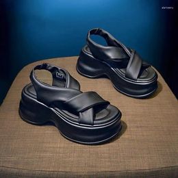 Sandals 2024 Summer Platform Women Fashion Open Toe Thick Sole Flats Shoes Ladies Elegant Gladiator Sandalias Ventilate