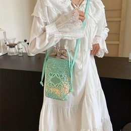 Fashion Luxury Evening bag French rattan woven bag family seaside holiday hand-woven mobile phone bag Designer female shoulder slung bag