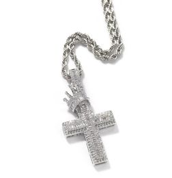 Vintage Crown Cross Necklace Fashion Mens Gold Necklace Hip Hop Iced Out Pendant Necklaces Jewelry5953744