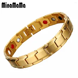 Link Bracelets Gold Colour Stainless Steel Germanium Magnetic Bracelet For Men Woman Healthy Energy Jewellery Gifts