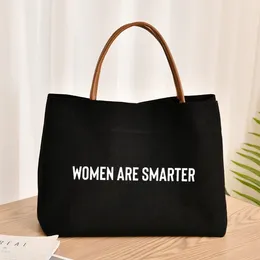 Shopping Bags Smarter Women Print Tote Bag Lady Canvas Beach Travel Work Customise Drop