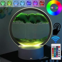 Table Lamps LED RGB Sandscape Lamp 3D Moving Sand Art Frame Night Light With 16 Colours Deep Sea Display Remote Hourglass