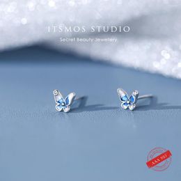 Stud Earrings ITSMOS S925 Sterling Silver Blue Butterfly Studs For Women Simple Small Ear Bone Cute Animal Jewellery