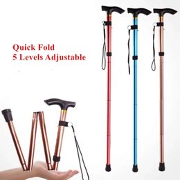 Walking Stick Telescopic Baton Hiking Trekking Poles Aluminium Alloy Metal Folding Cane Crutches Pole For Elderly People L2405