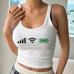 Women's Tanks Gothic Graphic Basic Tank Top Aesthetic Sleeveless Ribbed Vest Harajuku Streetwear White Sexy Crop Tops Women Corset Y2k