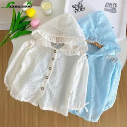 Jackets Thin Sun Protection Coat For Baby Girls - Breathable Spring/Summer Outerwear Floral Hooded Children Kids Air-Conditioned Clothes