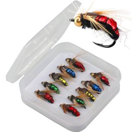 Baits Lures A Set #14 Brass Bead Head Fast Sinking Nymph Scud Fly Bug Worm Trout Fishing Flies Artificial Insect Bait Lure 230530 Jbfpr