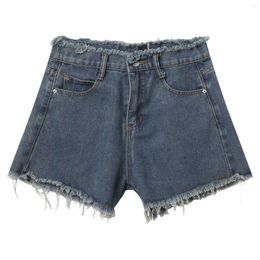 Women's Shorts Womens Retro Tassel Denim High Waist Wide Leg Aline Jeans Summer Korean Version Edge Plus Size Jean