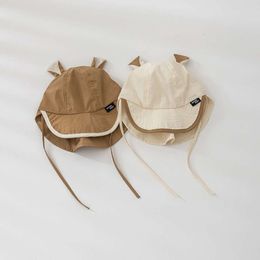 Spring Summer Baby Hat Quick Drying Neck Protection Kids Sun Cap Cartoon Bear Ear Girls Boys Bucket Hats Korean Accessories