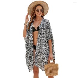 Women's Boho Kimono Cardigan Loose Coverups Beach Swim Bikini Bathing Suit Cover Ups Blouse For Swimwear Resort Wear