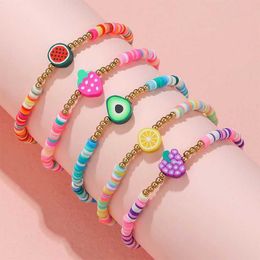 Jewellery 5 pieces/set of polymer clay fruit charm handcrafted bracelets suitable for teenage girls female bracelets friendship parties birthday Jewellery gifts WX5.21
