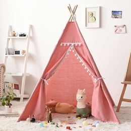 Portable Children Tents Tipi House Kids Cotton Canvas Indian Play Tent Wigwam Child Little Beach Teepee Party Room Decor