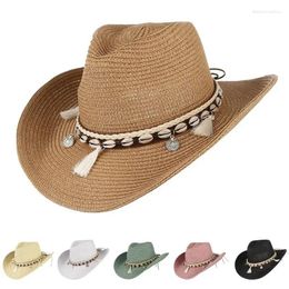 Wide Brim Hats Fashion Summer Straw Hat Women Beach Lady Sun Caps Panama Cowboy Cap UV Protection Sonskerm Hoede Adjustable