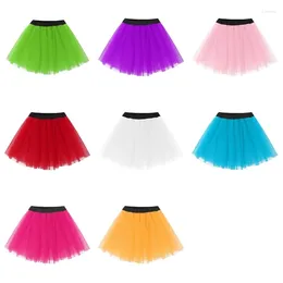 Skirts Women Elastic Waist Skirt Vintage 1950s 3 Layer Tulle Solid Short Party Festival Costume Pleated Ruffle Petticoat