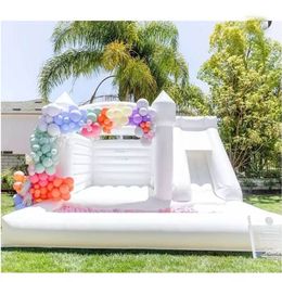 Atacado ao ar livre de casamento inflável branco ao ar livre salto de salto de bola de slide bour combo castelo inflável para aniversário de casamento