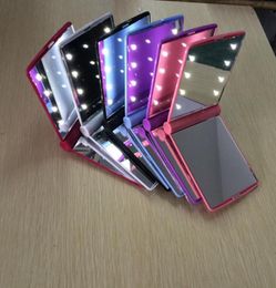 6 colors rose pink blue color new Lady LED Makeup Mirror Cosmetic 8 LED Mirror Folding Portable Travel Compact Pocket led Mirr9920307