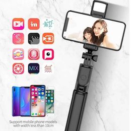 Selfie Monopods Roreta foldable wireless Bluetooth selfie stick phone holder with a retractable multifunctional tripod and remote control