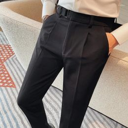 Men's Suits High Quality Business Suit Pants Solid Colour Slim Fit Casual Office Social Party Trousers Men Clothing