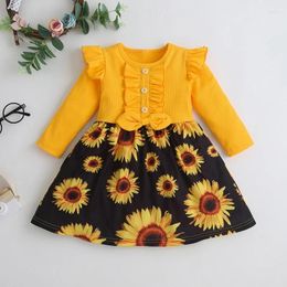 Girl Dresses Kids Girls Clothing Dress Autumn Long Sleeve Fashion Children Clothes Cute Contrasting Colors Baby 3-7Y