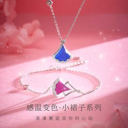 Fashion front designer unique Bulgarly necklace temperature sensitive Colour design and high-end S925 silver skirt Jewellery versatile for women Original logo