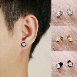 Stud Earrings Micro Inlay Rhinestone Men Zircon Korean Style Hip Hop Fashion Earring Stainless Steel