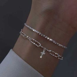Bangle Fashionable Silver Sparkling Adjustable Womens Elegant Gypsy Exquisite New Wedding Party Jewellery Gifts Q240522