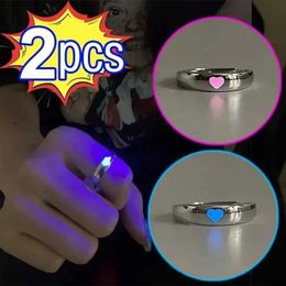 Couple Rings 1/2 piece luminous ring creative luminous adjustable couple ring in the dark female heart-shaped ring Valentines Day Jewellery gift S2452301