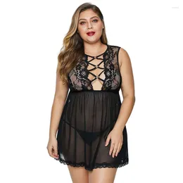 Bras Sets Plus Size Women Nightgown Summer Thin Nightwear Sexy Lingerie Set Lace See Through Nightdress Nightie Sleepwear Female Pijama