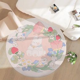 Carpets 60/80cm Cute Carpet Round Thickened Pluch Soft Mat Non-slip Fault Wool Furry Xmas Gift Ins Absorbent For Girls