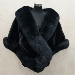 Winter 2019 Super Big long fox faux fur bridal Wraps evening dress shawl Cloak scarf For female Party Prom Cocktail In Stock 263f