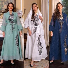 Ethnic Clothing Women Muslim Dress 2014 Eid Abaya Jilbab Kaftan Embroidered Robe Vestido Hijab Islam Dubai Fashion Long Dresses