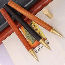 Vintage 0.5mm Black Ink Gel Pen Signature Wood Body Ballpoint Quick-drying Writing Tool Stationery School Office Supply