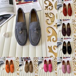 Luxury LP Couples shoes Summer Walk Charms embellished Designer Dress shoes suede loafers Moccasins Genuine leather casual flats Mens factory footwear dhgate 35-45