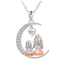 Pendant Necklaces Fashion Mom Daughter Moon Pendant Necklace Loves Your Forever Heart Necklace Mothers Day Jewelry Gift S2452206