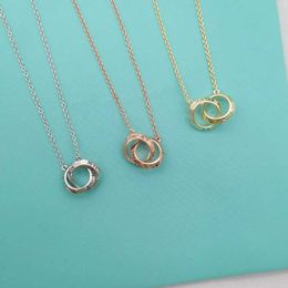 Designer's Brand S925 Sterling Silver Double Circle Ring Necklace Pendant for Womens Personalised Fashion Instagram Style Peoples Day Gift