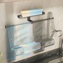 Hooks Clothes Hanger Storage Rack Wall Mounted Organizing Shelf Multifunctional Space Aluminum Hook Rod Household Balcony Clip