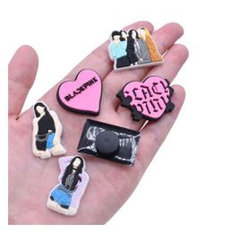 Shoe Parts & Accessories 16 Styles Black Pink Cartoon Charms Clog Bracelet Wristband Decoration Button Pin Buckle Party Gift Drop Deli Dh3Zk