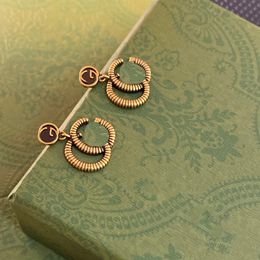 High-end Earrings Luxury Brand Designers Letter Stud Eardrop Back Stamp Brass Real Gold Plated Copper Womens Antique gold Earring Eardrop Jewerlry