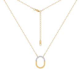 Designer's 18K gold-plated titanium steel fashionable design Brand Lock lock half diamond medium U-shaped Personalised versatile necklace P3441