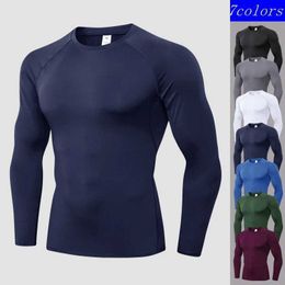 Men's T-Shirts Mens compression shirt long sleeved exercise gym T-shirt running top cool and dry sports bottom layer sports bra S2452322