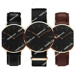 Designer Mens Watch dw Women Fashion Watches Daniel039s Black Dial Leather Strap Clock 40mm 36mm montres homme9278926