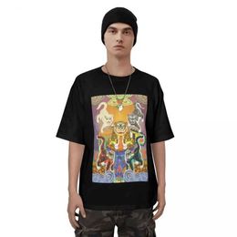 Men's T-Shirts Mens Cotton T-Shirt American Style Hip-Hop Street Retro Tiger Pattern Print Comfortable Casual Top 2024 Spring And Summer J240522