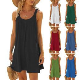 Casual Dresses Women S Solid Color V-Neck Beach Dress With Flowy Short Sleeves - Stylish Swim Cover Up And Summer For